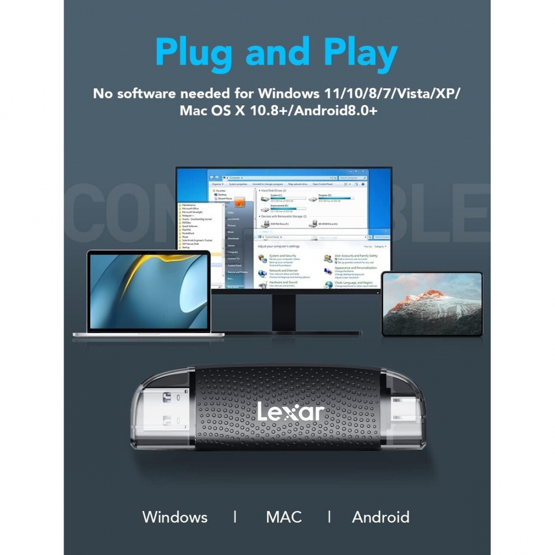 Lexar RW310 Dual-Slot USB-A/C Reader 3.2 Gen 1